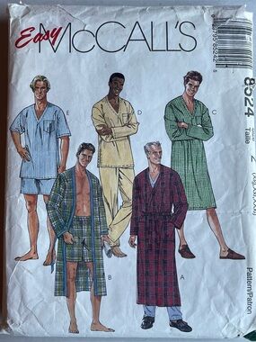 McCall's 8524 Mens Sleepwear Robe Pajamas Top Pants Shorts Shirt Sewing Pattern